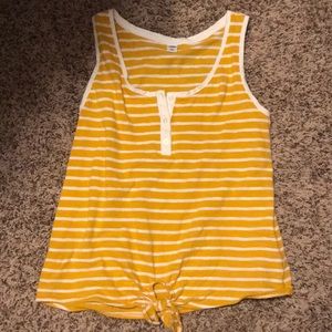Old navy gold and white strip tank top Size S
